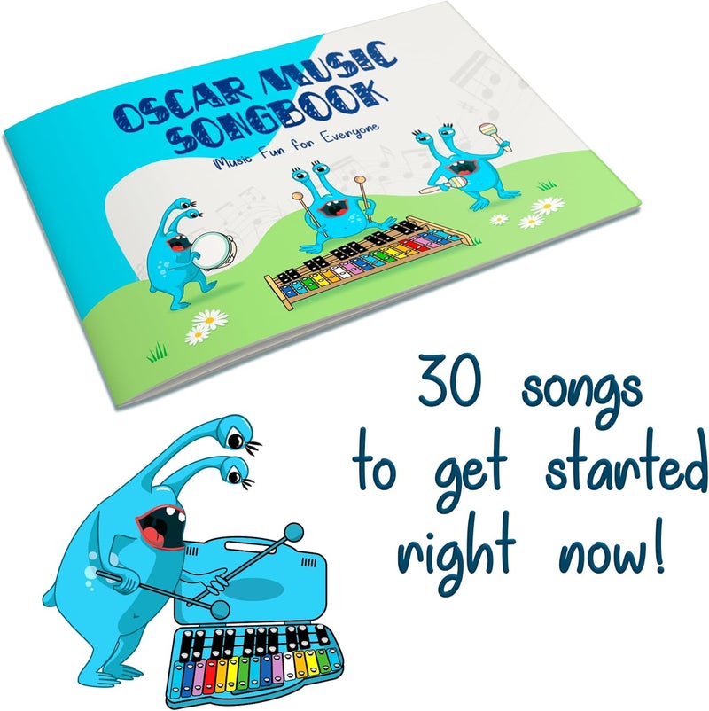 MINIARTIS Glockenspiel Xylophone | 25 Note Colorful Metal Keys Xylophone for Kids | Percussion Musical Instrument | Educational Music Toy Includes Music Songbook, Mallets and Blue Carry Case - Image 5
